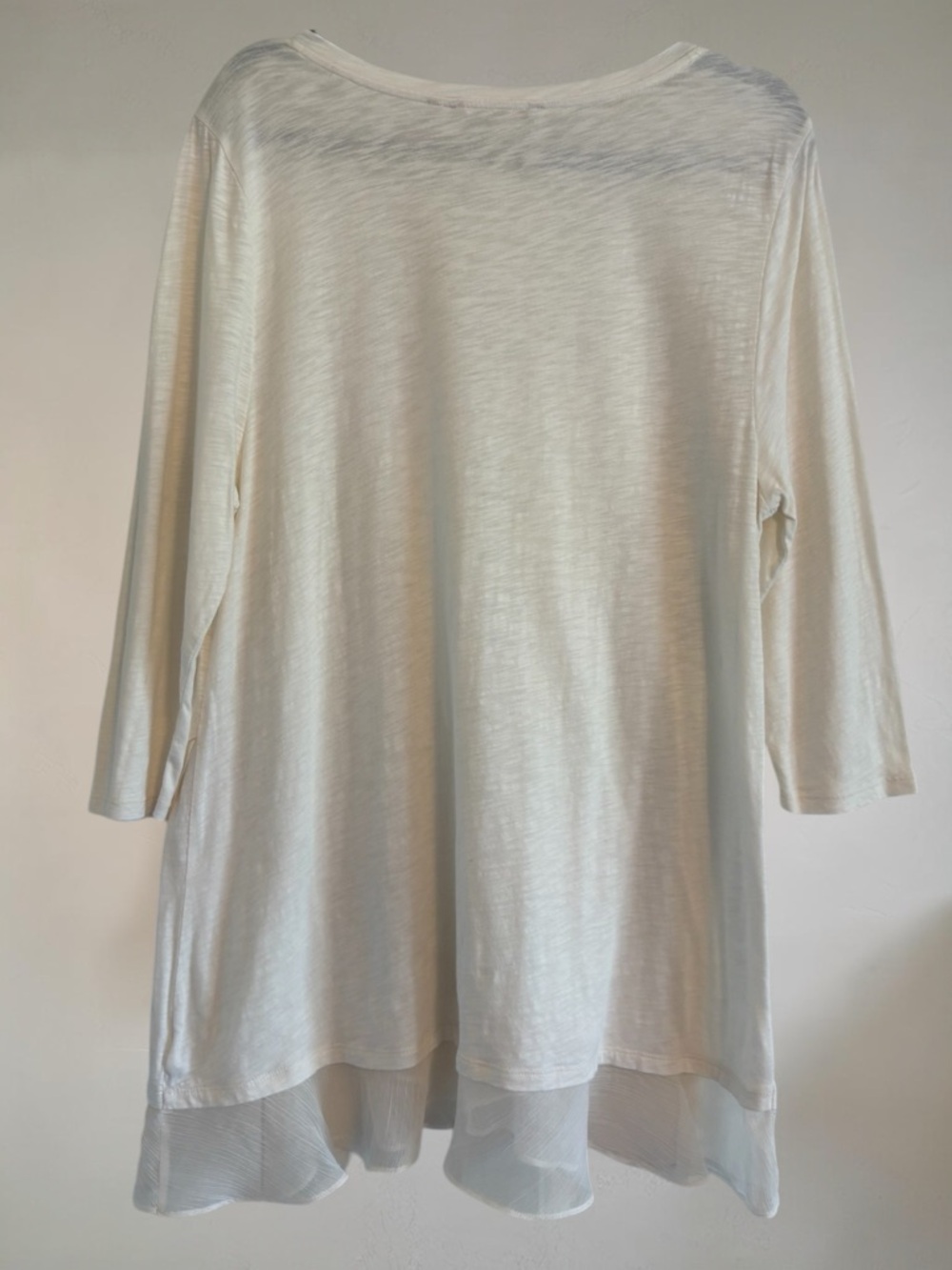 Soft Surroundings Cream Layered Tee | Lagenlook Boho Flowy Top - Picture 6 of 8